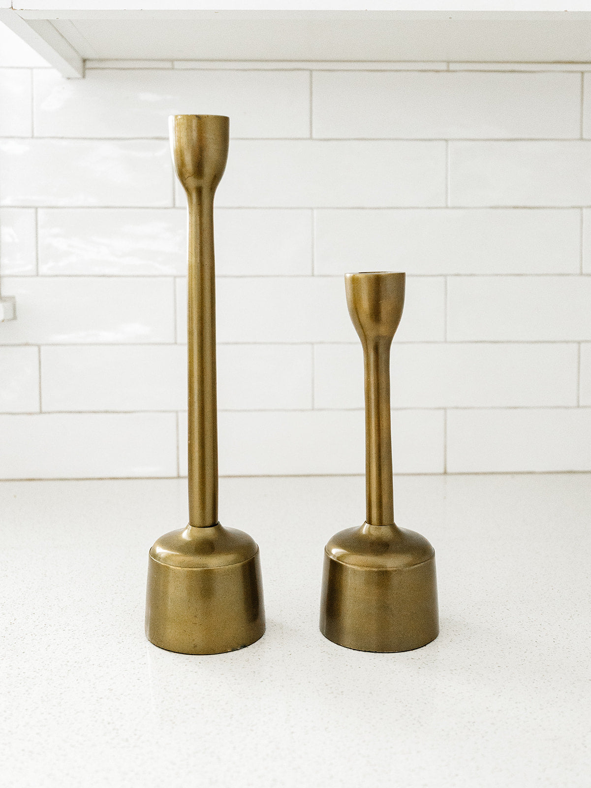 Reluem Antique Brass Candle Holders - Set of 2