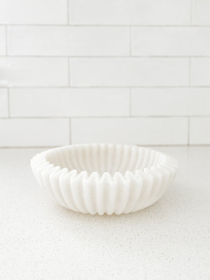Ruffled Resin Marble Bowl