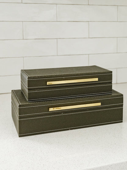 Green Vegan Leather Boxes - 2 Sizes