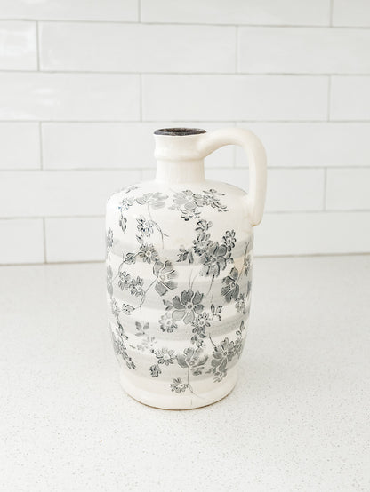 White & Gray Floral Crackled Vase - 3 Styles