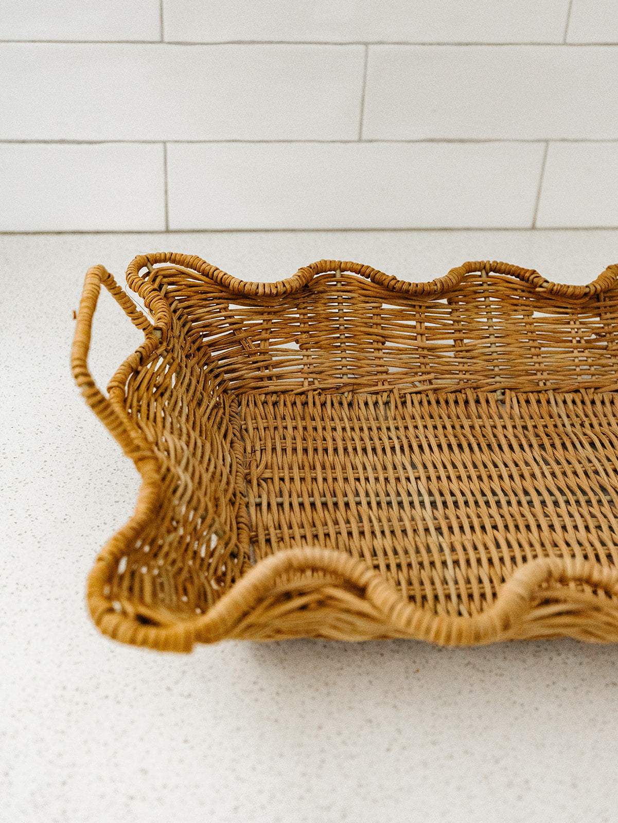 Handwoven Rattan Scalloped Tray - 2 Sizes