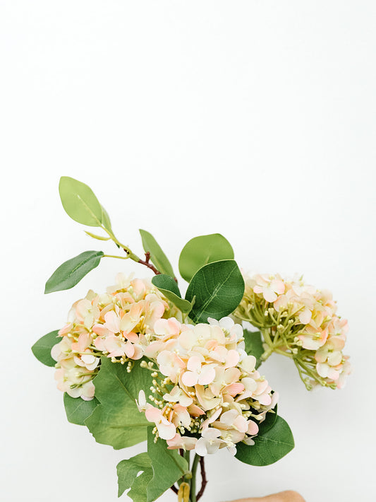 Light Pink/Yellow Real Touch Hydrangea Bundle - 12"