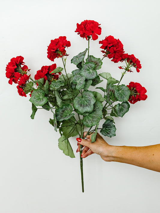 Red Geranium Spray - 24”