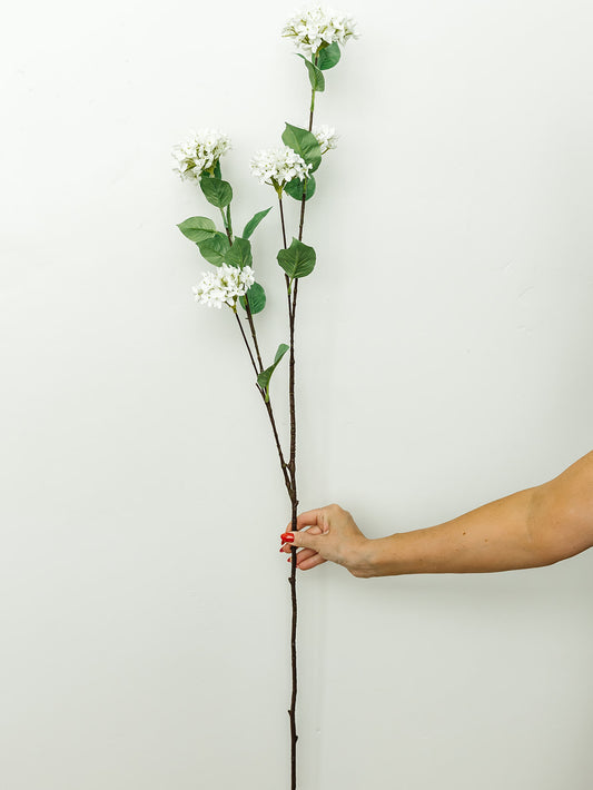 White Snowball Hydrangea Branch - 45"