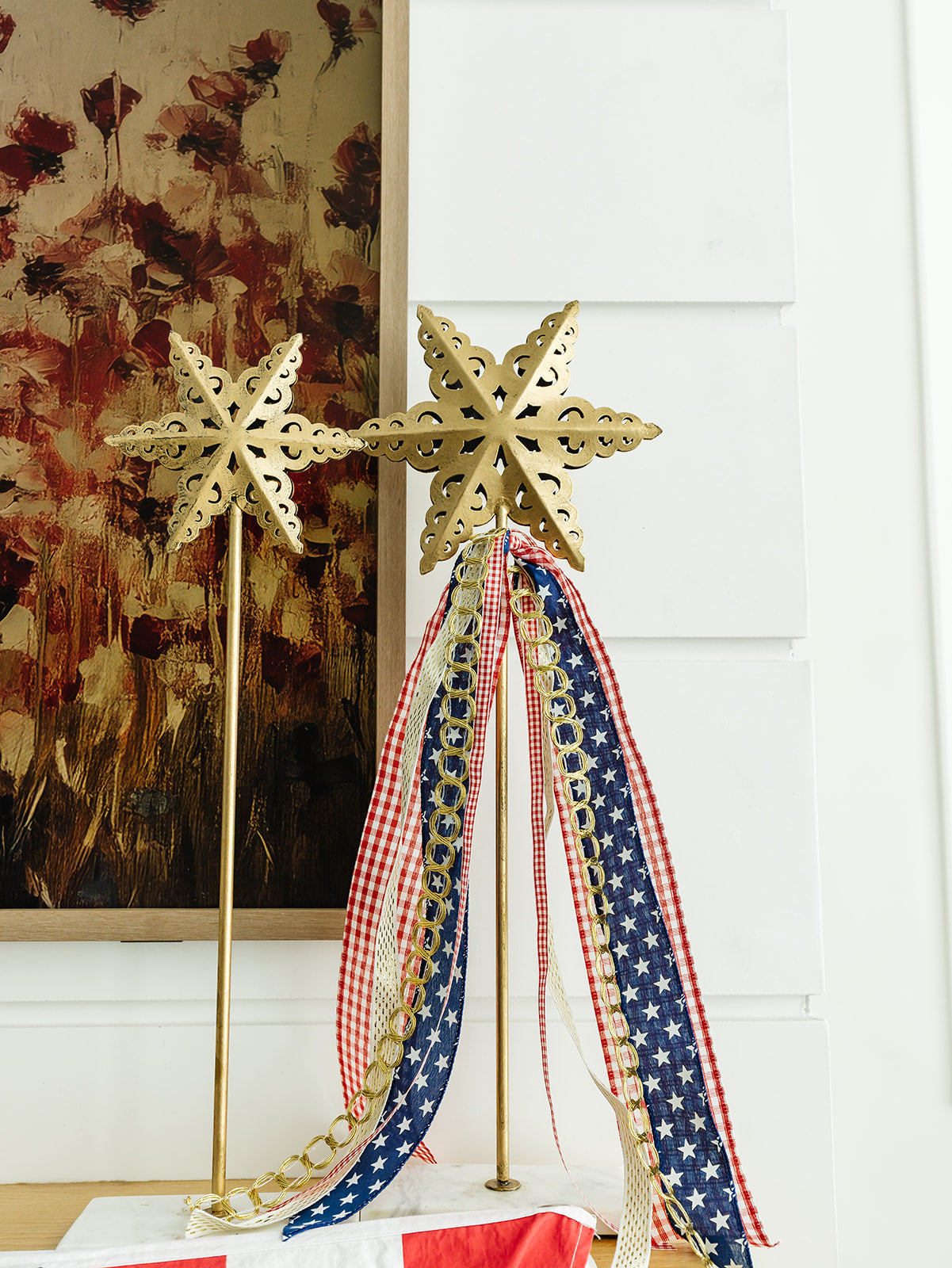Gold Metal Stars on Marble Base - Set of 3