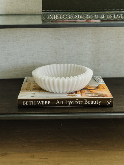 Ruffled Resin Marble Bowl