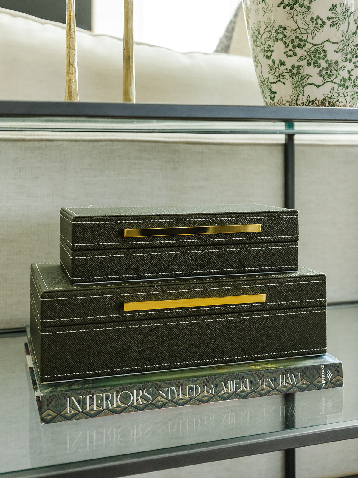 Green Vegan Leather Boxes - 2 Sizes