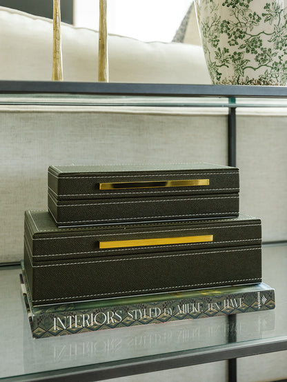 Green Vegan Leather Boxes - 2 Sizes