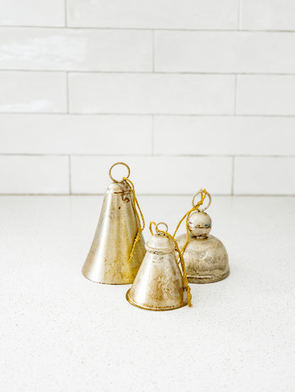 Distressed set of 3 Pewter Bells
