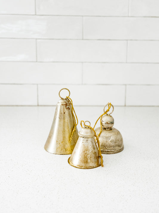 Distressed set of 3 Pewter Bells