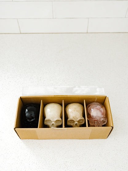 Boxed Set of 4 Skulls - Multi Colors -