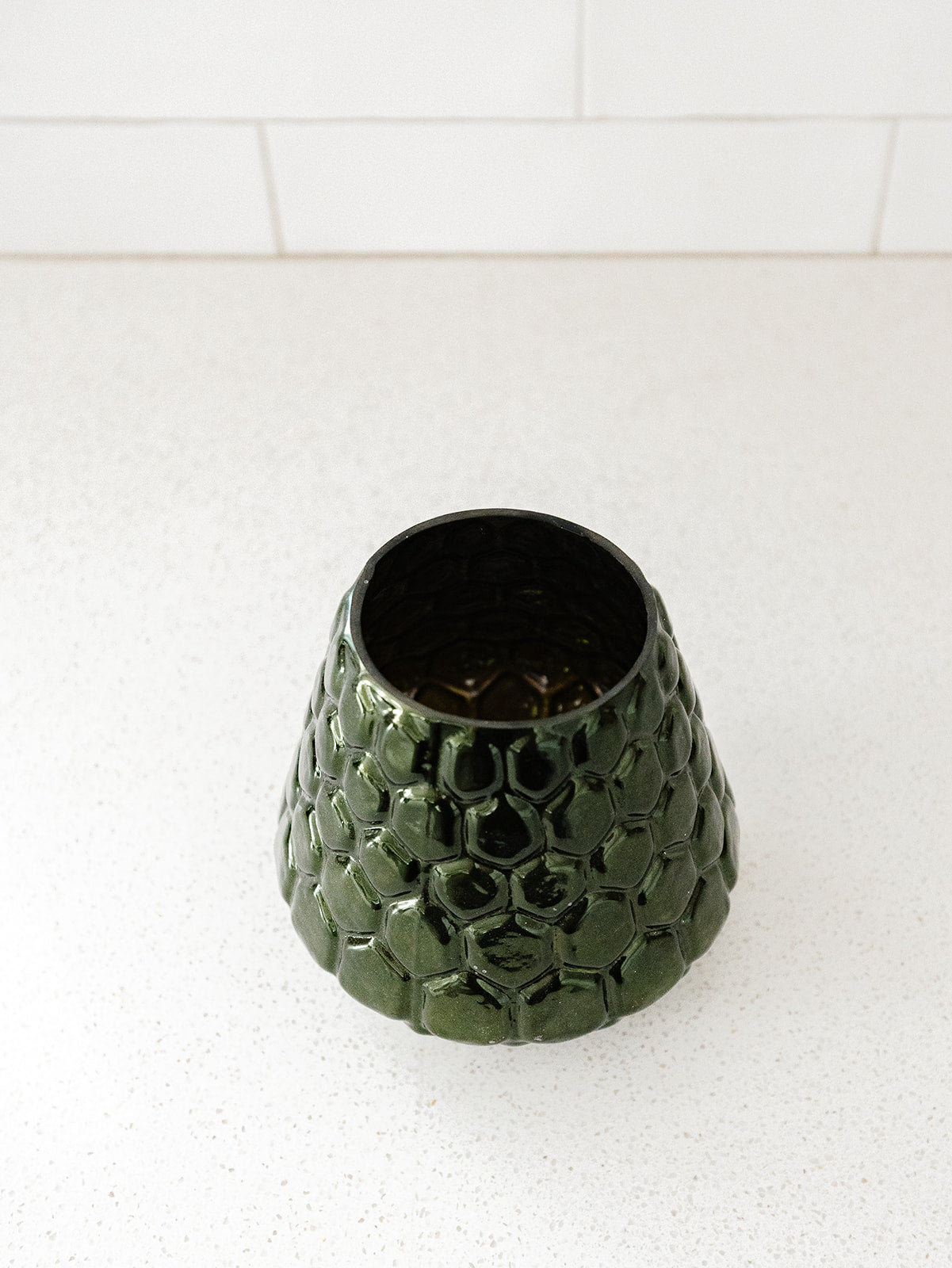 Embossed Green Mercury Candle Holder/Mini Vase