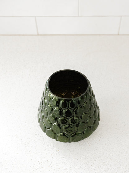 Embossed Green Mercury Candle Holder/Mini Vase