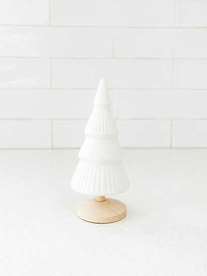 Alpine White Ceramic Tree with Wood Base