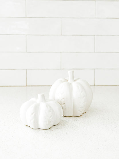 White Ceramic Pumpkin - 2 Sizes
