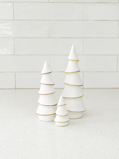 Alpina Porcelain Tree - White with Gold Trim