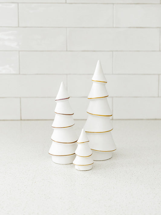 Alpina Porcelain Tree - White with Gold Trim
