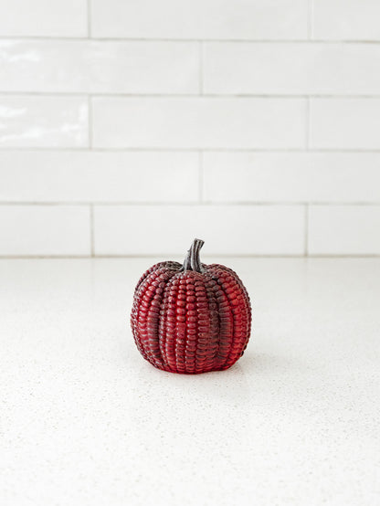 Burgundy ResIn Corn Pumpkins - Set of 2