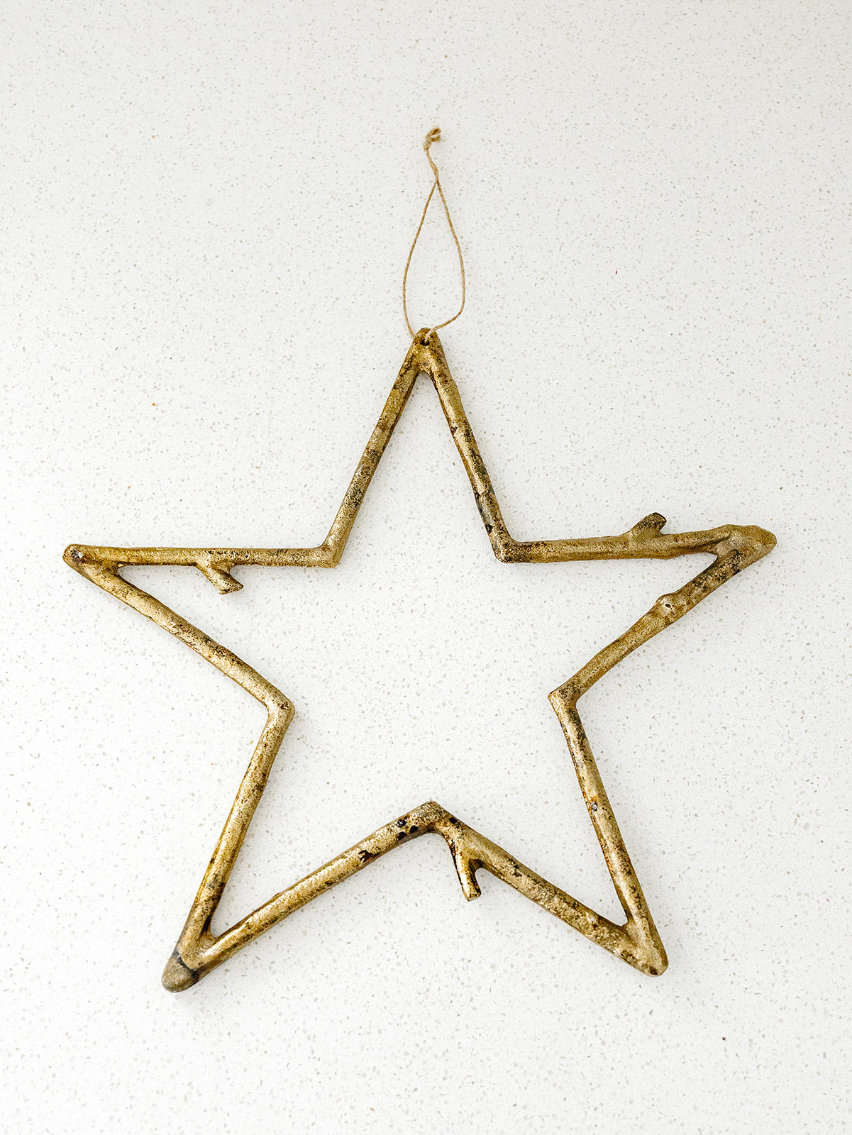 Metal Twig Star, Antique Gold Finish