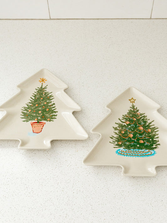 Tree Shaped Plate with Christmas Tree