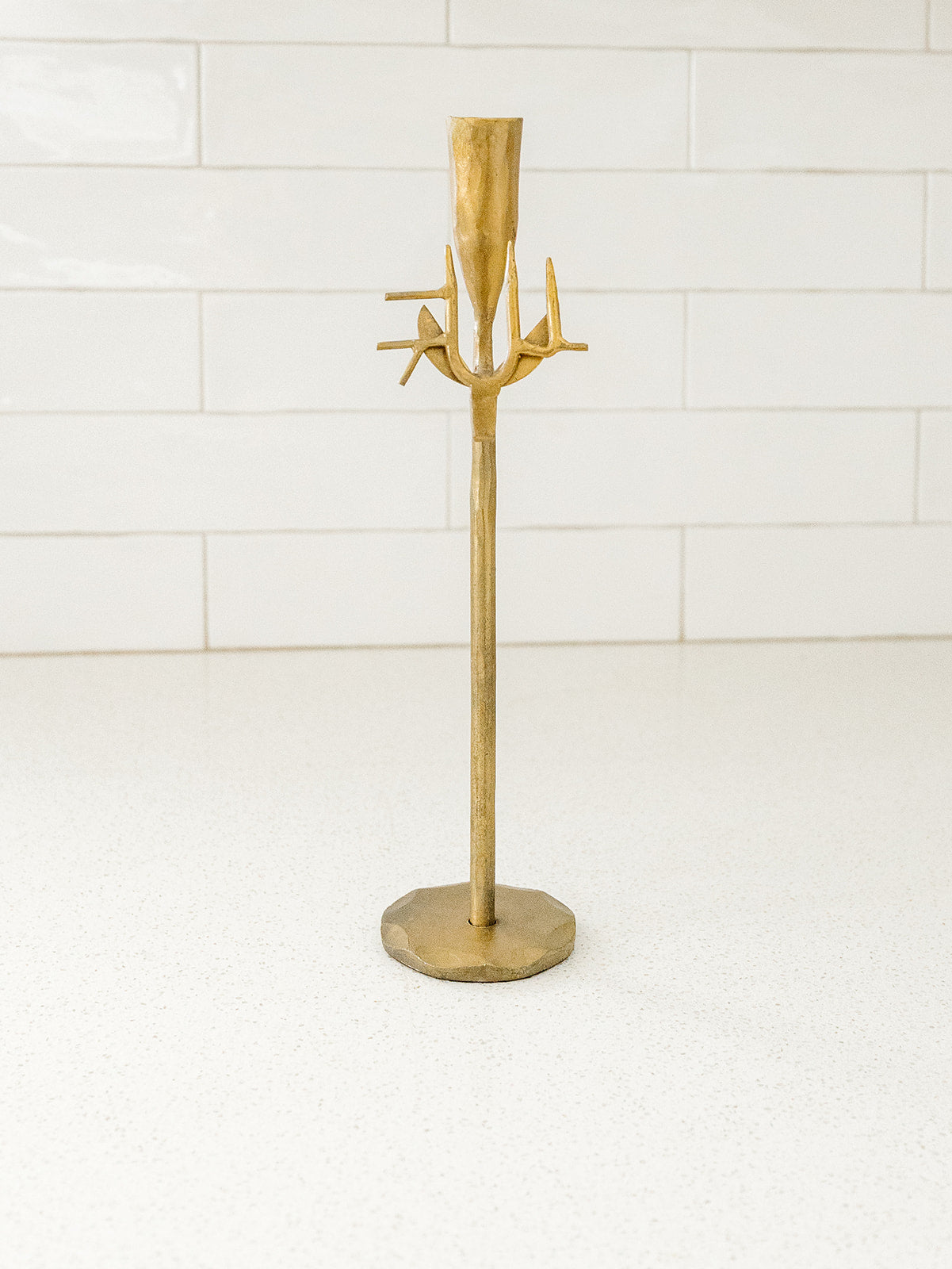 Forged Antique Gold Deer Taper, Set of 3