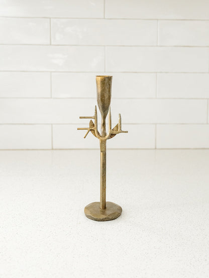 Forged Antique Gold Deer Taper, Set of 3