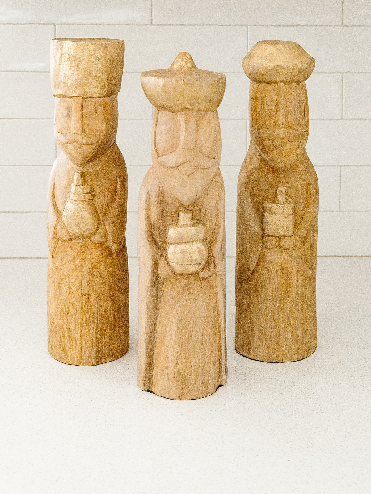 Hand Carved Mango Wise Men Set of 3 - 15”