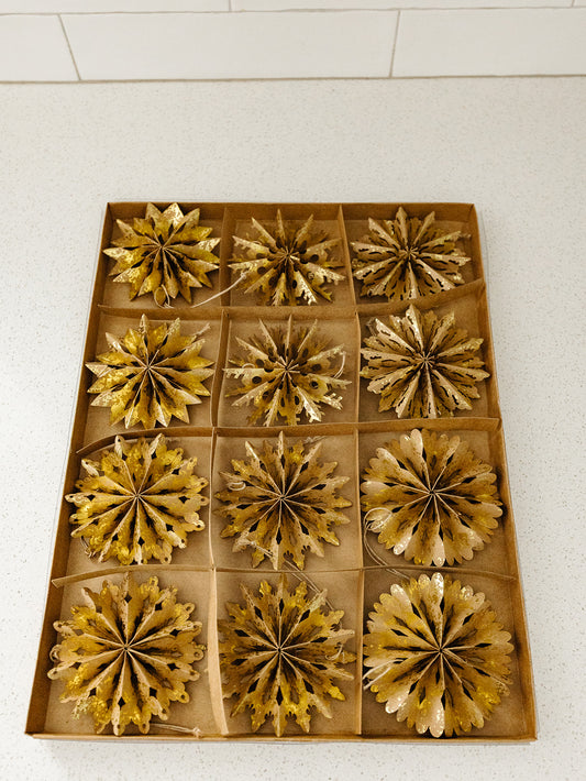 Boxed Set of 12 Paper Snowflake Ornaments