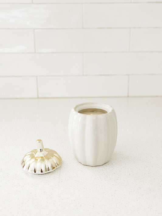 Silver Lidded Pumpkin Candle - Pumpkin Sugar