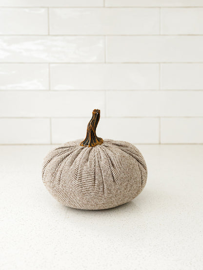 Grey Stripe Fabric Pumpkin - 3 Sizes