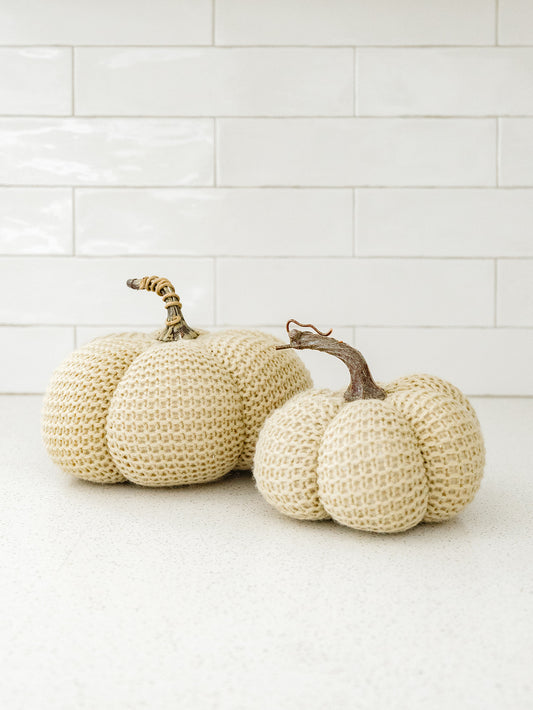 Cream Knit Pumpkin - 2 Sizes