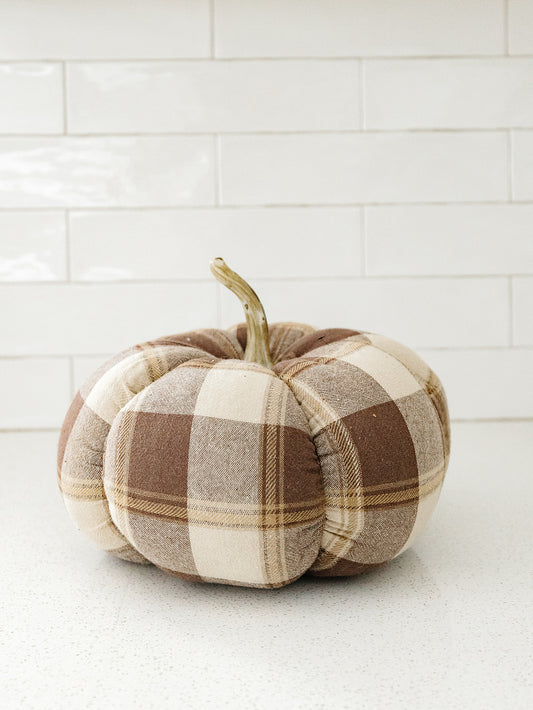 Autumn Brown and Plaid Pumpkin