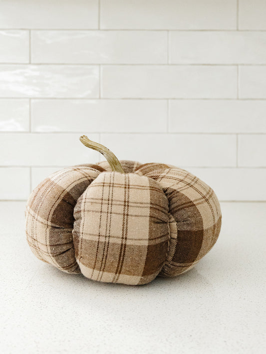 Autumn Brown and Plaid Pumpkin