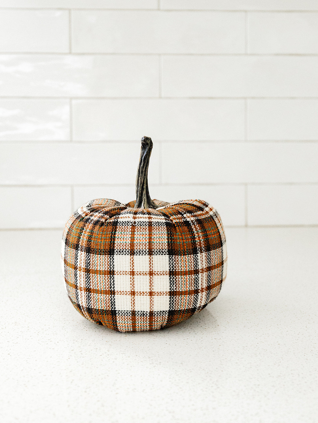 Brown and White Plaid Pumpkin