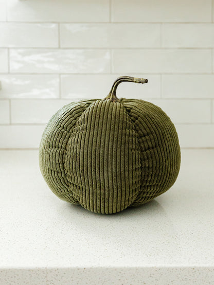 Green Corduroy Pumpkin - 2 Sizes