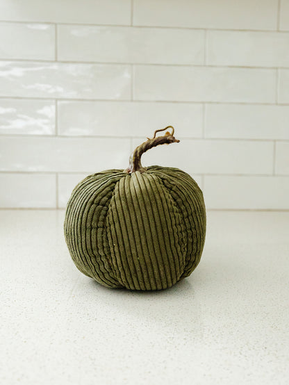 Green Corduroy Pumpkin - 2 Sizes