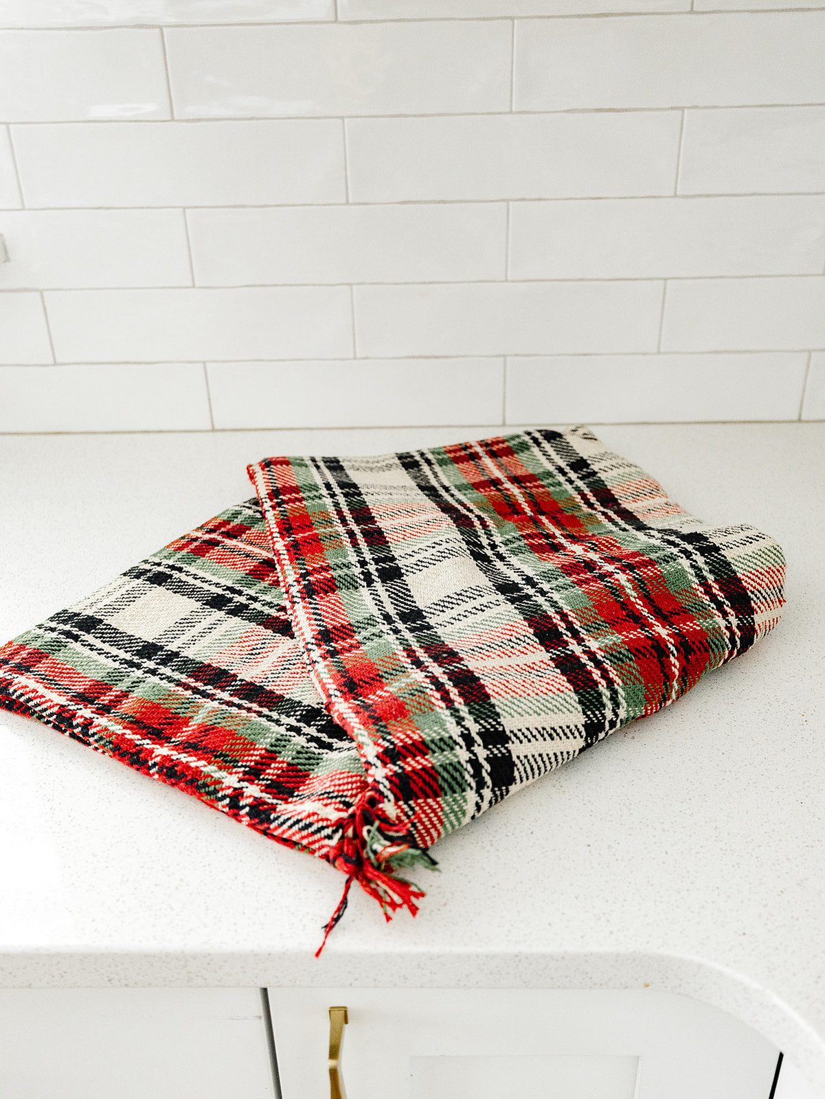 Red and Cream Plaid Throw