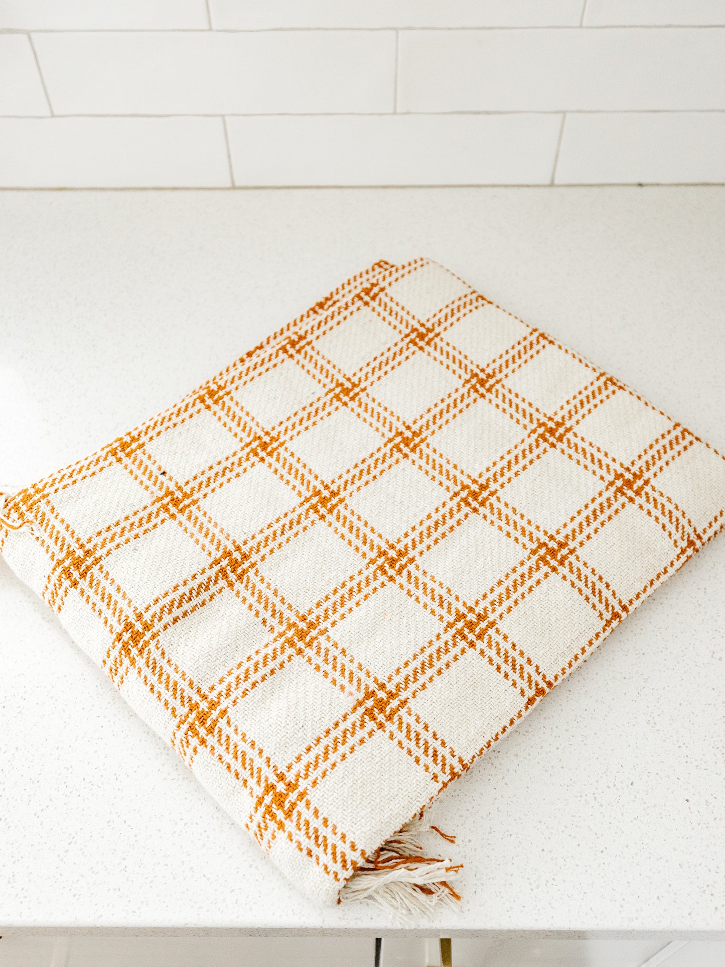 Burnt Orange Plaid Throw