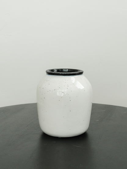 White Crackled Black Rimmed Vase - 3 Sizes