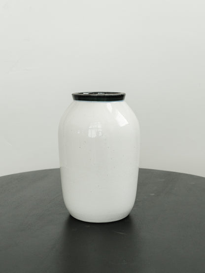 White Crackled Black Rimmed Vase - 3 Sizes