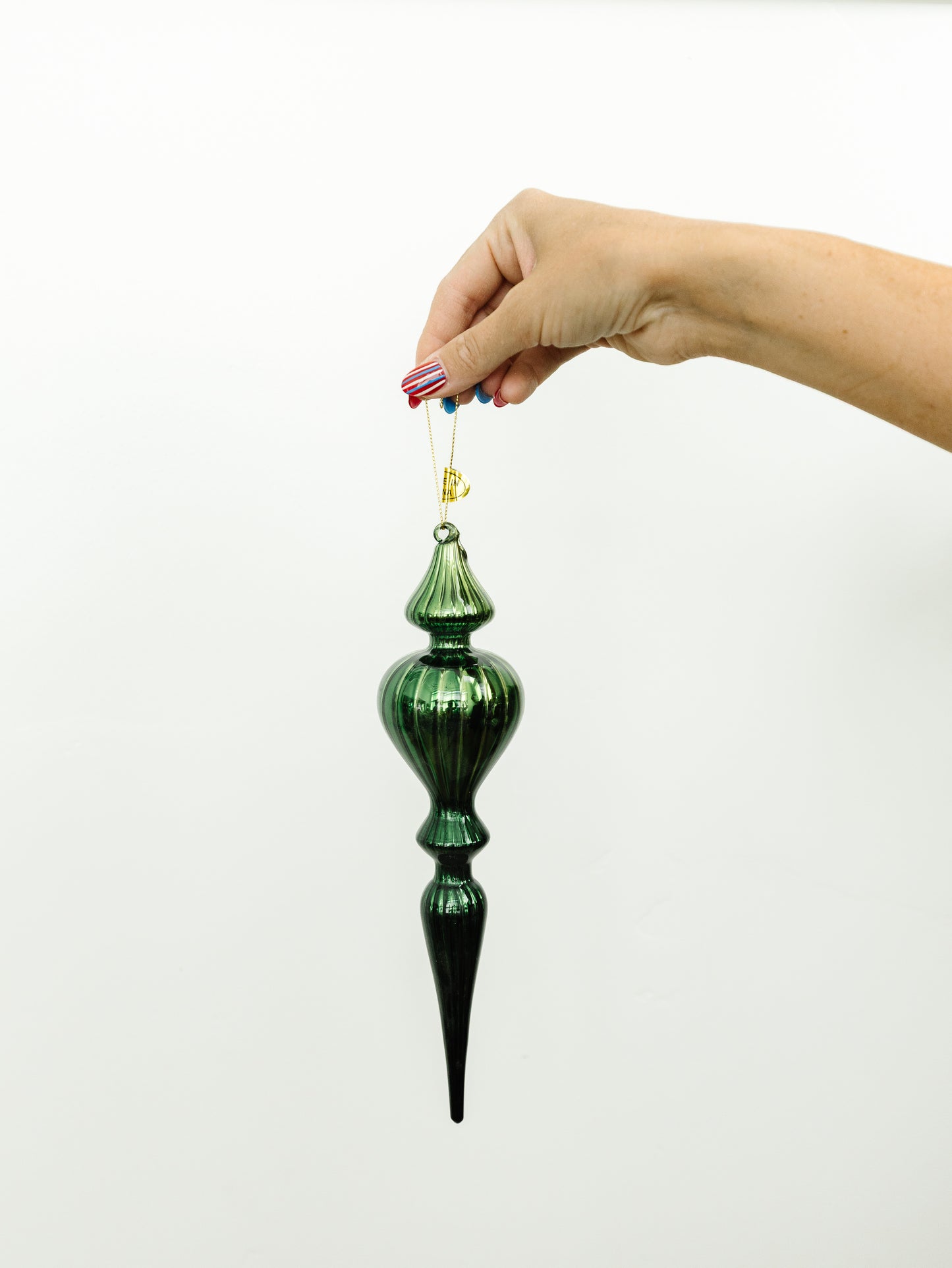 Green Finial Glass Ornament - 2 Styles - 11.75"