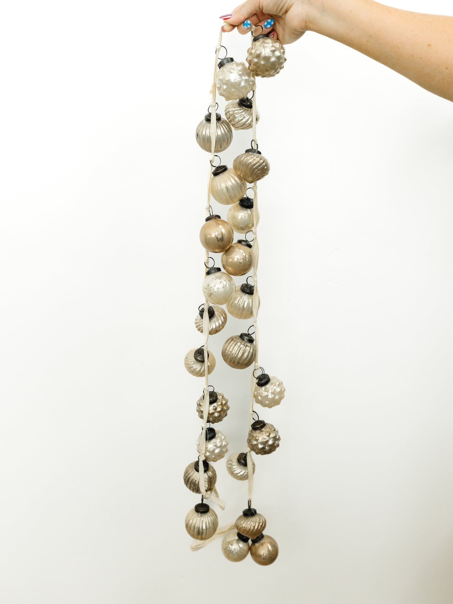 Taupe and Cream Mercury Ornament Garland
