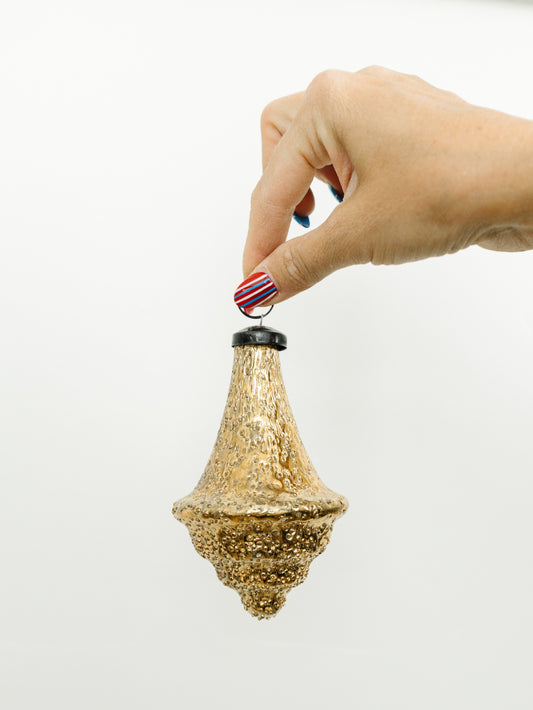 Gold Dimpled Finial Ornament
