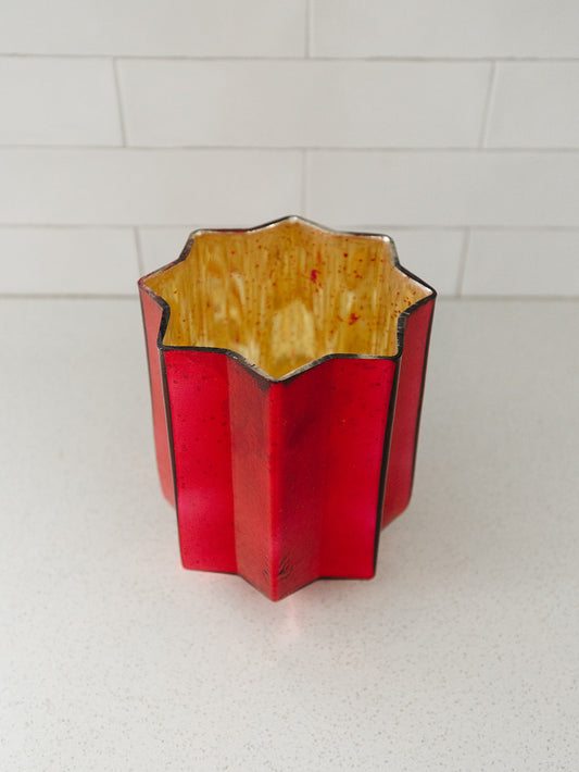 Speckled Red Mercury Glass Star Containers - 3 Sizes