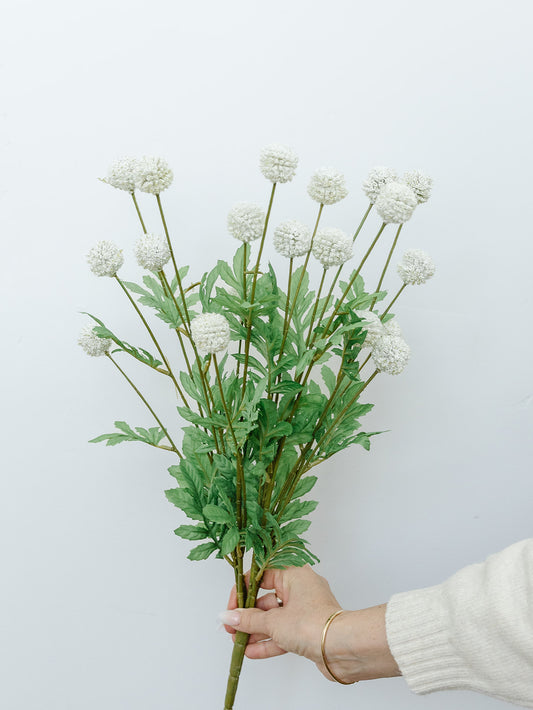 White Mini Spray with Foliage- 22"