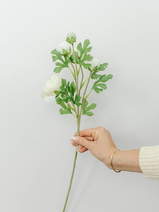 Real Touch Ranunculus Stem in White