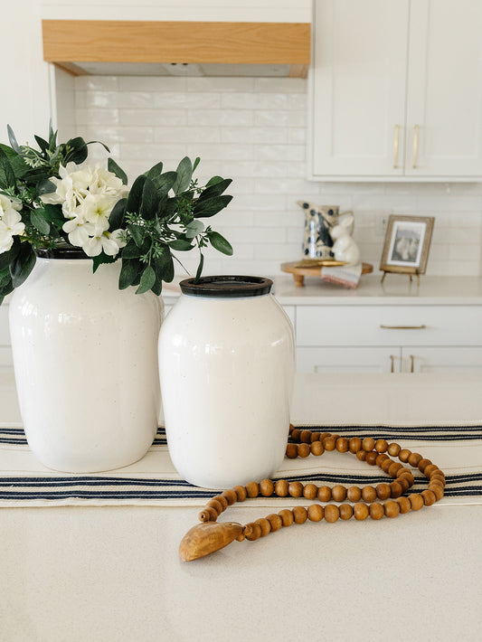 White Crackled Black Rimmed Vase - 3 Sizes