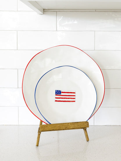 Red Rimmed Dinner Plate