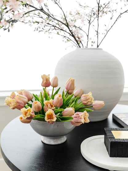 Pink and Cream Real Touch Parrot Tulip Bundle 13" - 12 Stems