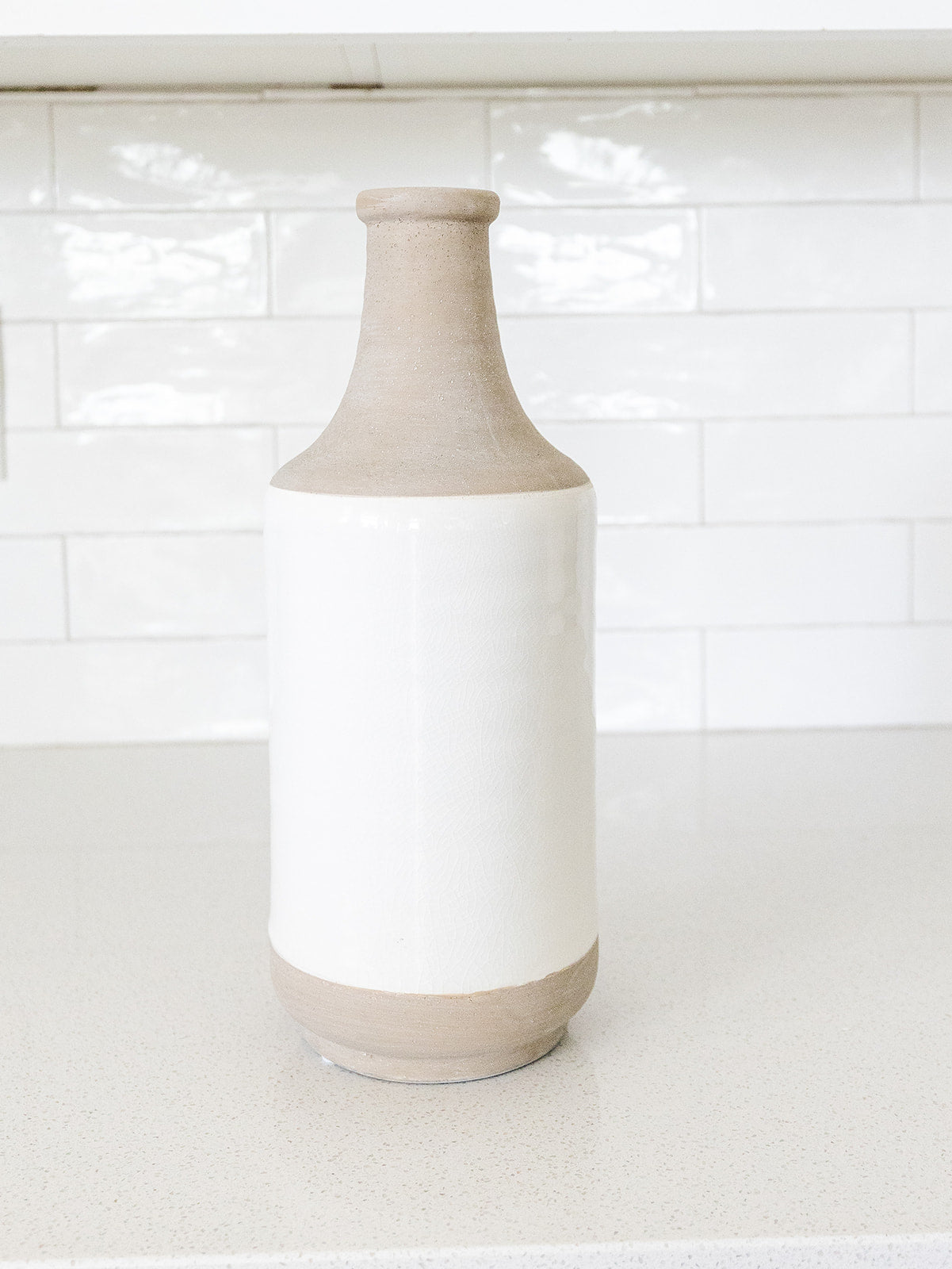 White and Natural Stone Vase - medium